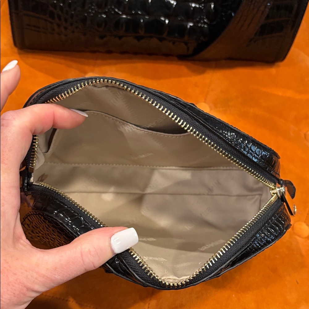 Brahmin Black Crocodile Embossed Handbag Set - Picture 7 of 16